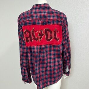 Upcycled AC DC Concert Shacket